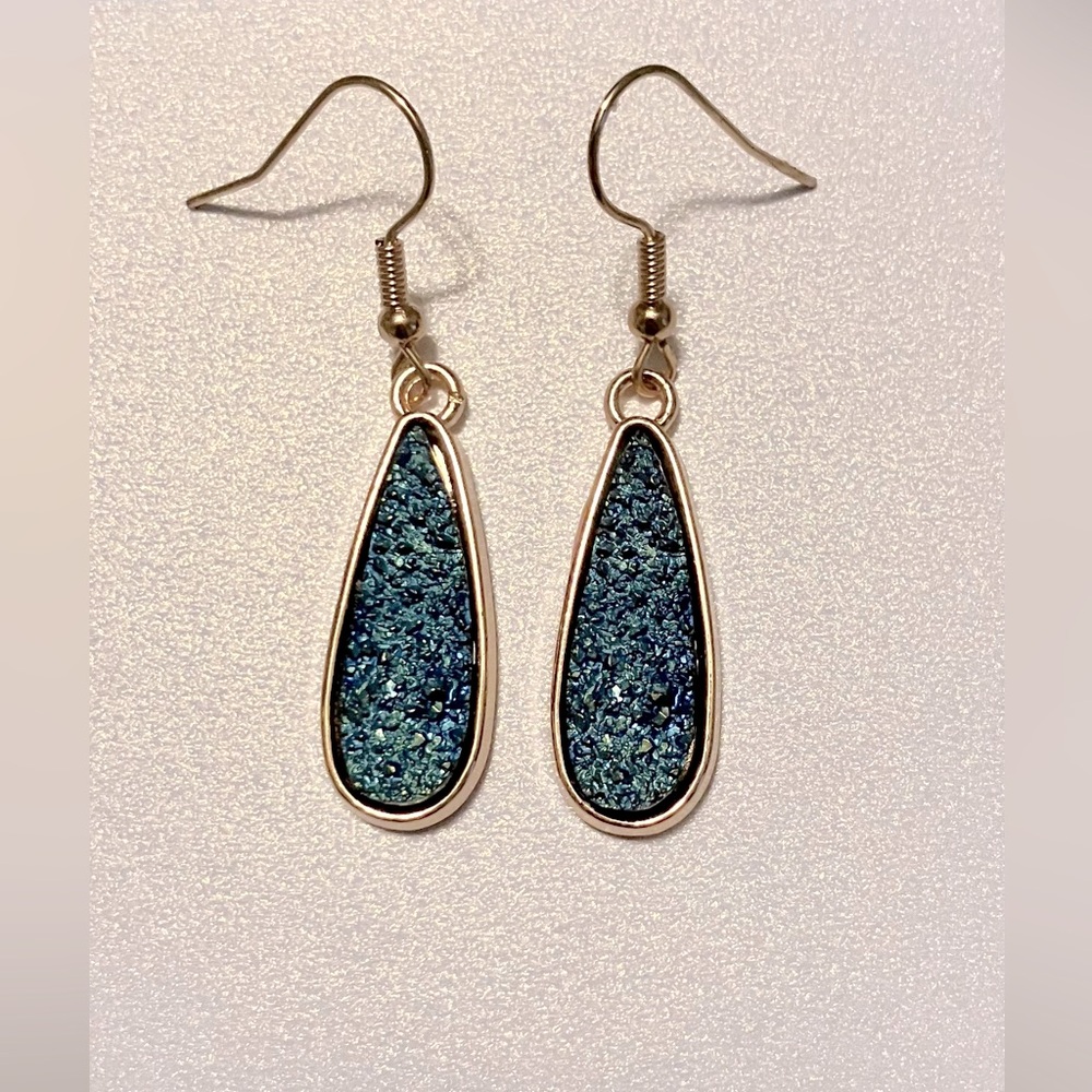 Druzy Teardrop Stainless Steel Earrings